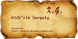 Klárik Gergely névjegykártya
